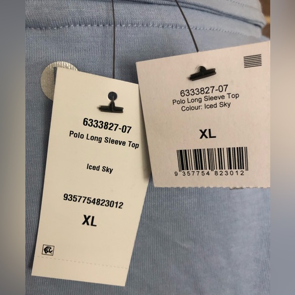 NWT COTTON ON BODY Crop Long Sleeve Polo Top in Iced Sky Blue Sz XL New - Picture 3 of 7